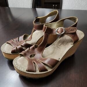 Fly London Brown Leather Sandals Size 40/9.